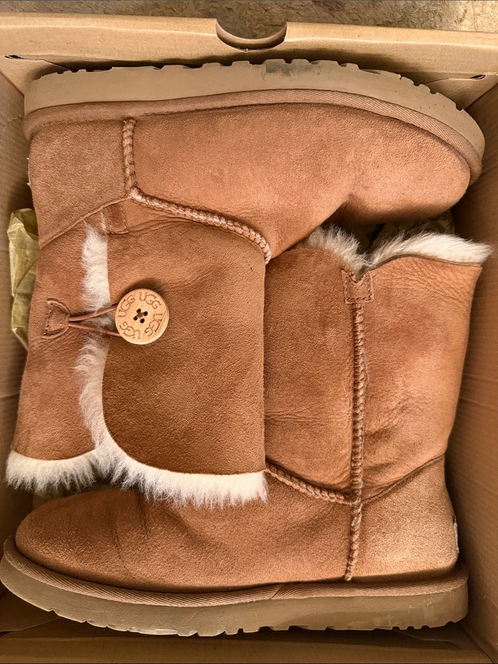 UGG Chestnut Button Shearling Ankle Boots